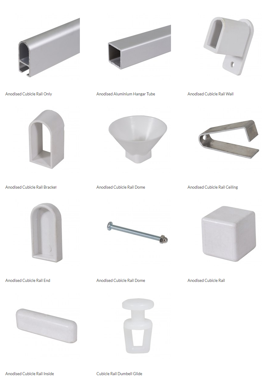 ANODISED CUBICLE RAIL AND COMPONENTS